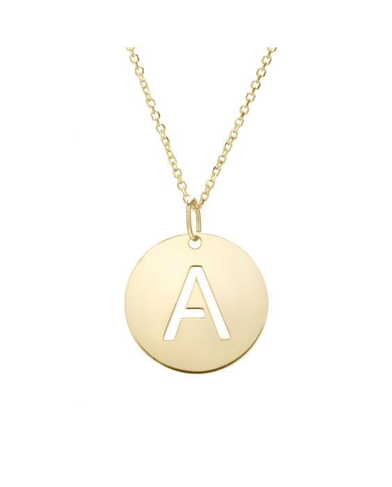 14k Disc Pendant Initial Series - ALL LETTERS