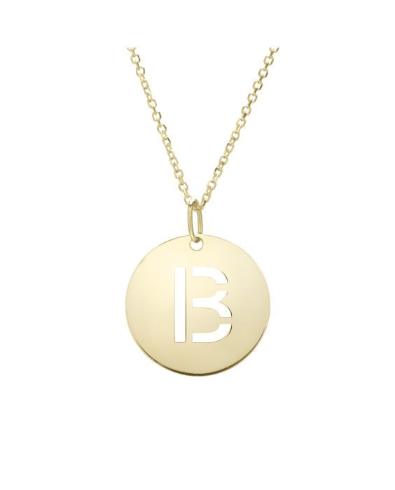14K Gold Disc Initial B Necklace