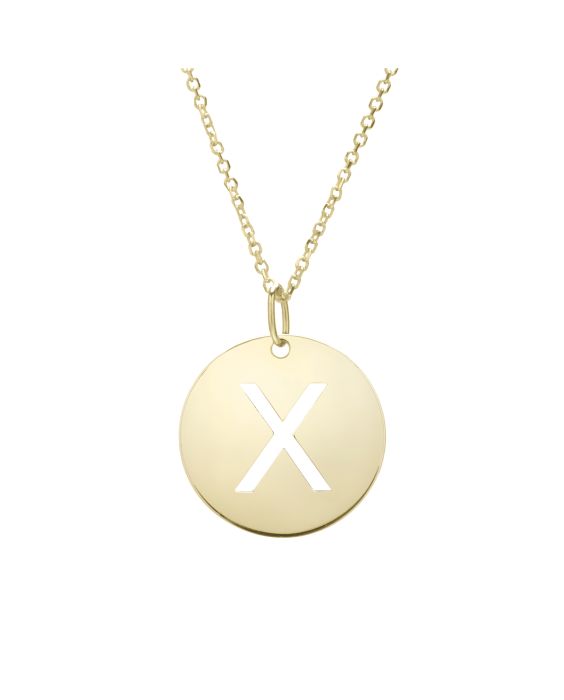 14K Gold Disc Initial X Necklace