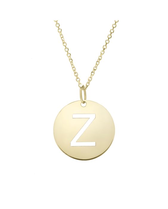 14K Gold Disc Initial Z Necklace