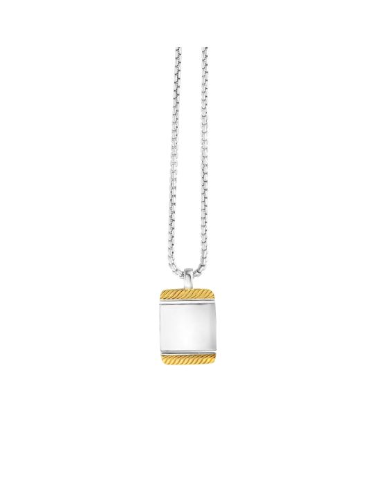 Sterling Silver, 18K Gold Tag Necklace