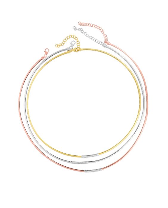 14K Gold Skinny Omega Diamond Bar Necklace