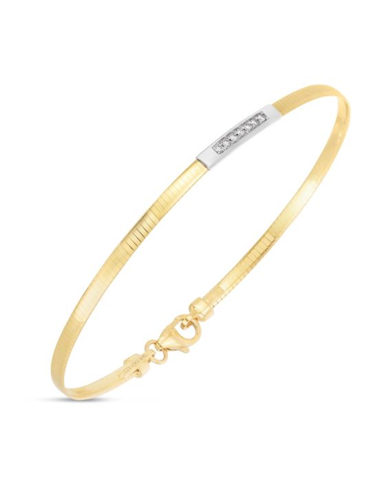 14K Gold Skinny Omega Diamond Bar Bracelet