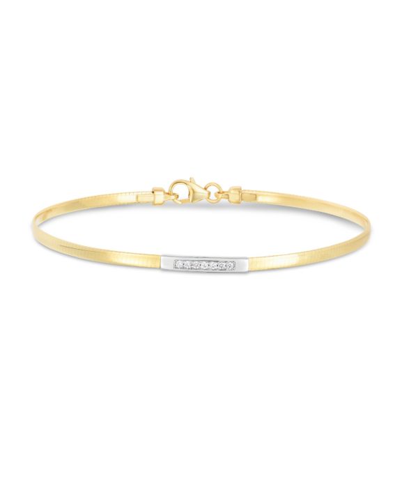 14K Gold Skinny Omega Diamond Bar Bracelet
