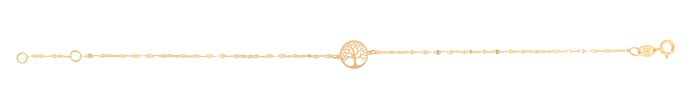 14K Gold Tree of Life on Mirror Chain Bracelet