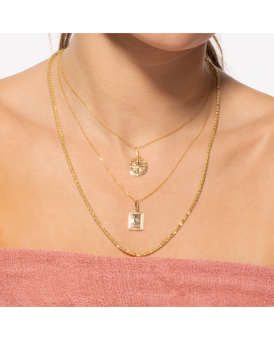 14K Rectangle Moon Talisman Pendant 