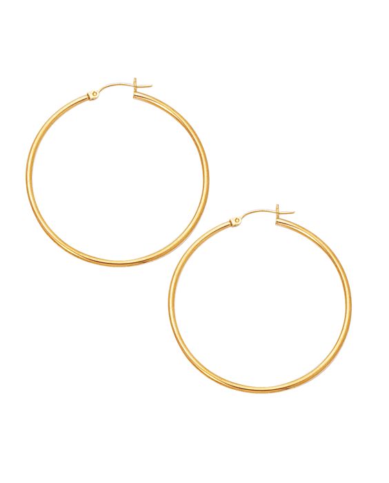 14K Gold 2x45mm Hoops