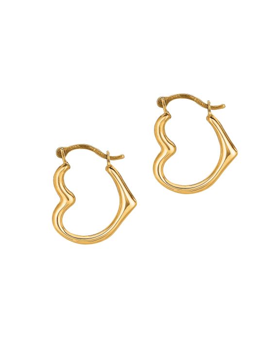 10K Gold Heart Hoop Earring