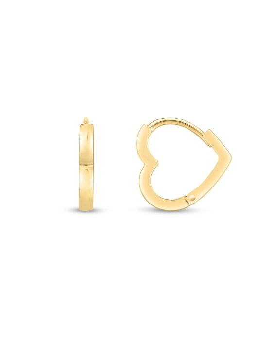 14K Heart Huggie Hoops