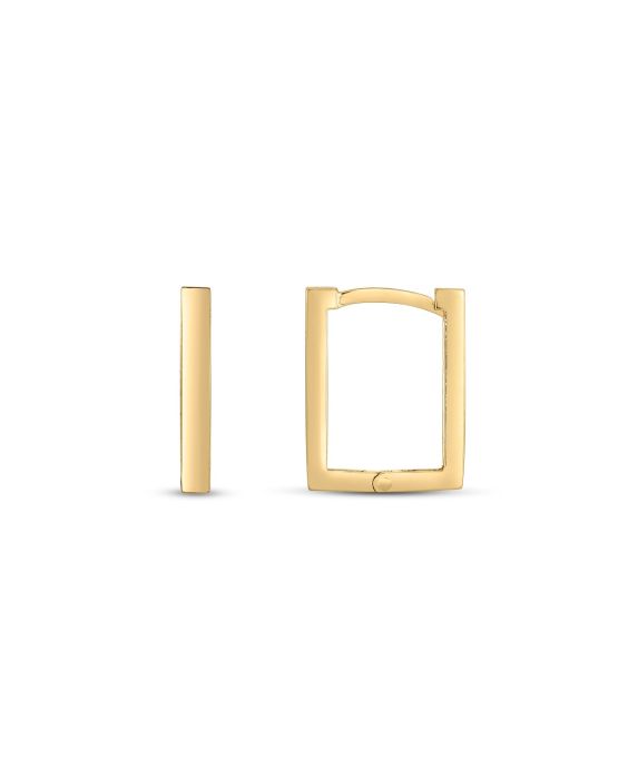 14K Rectangle Huggie Hoops
