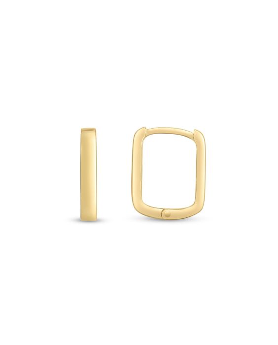 14K Small Square Huggie Hoops