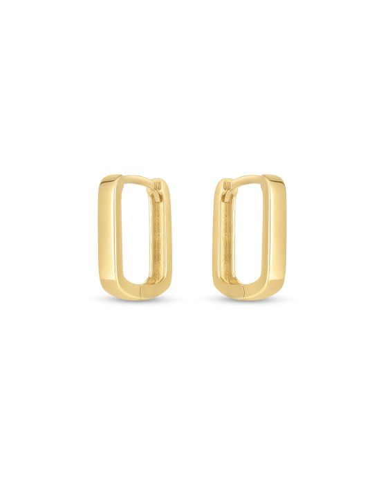 14K Small Square Huggie Hoops