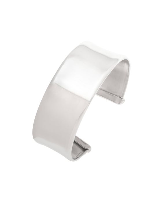 Silver Wide Sculpted Cuff Bangle