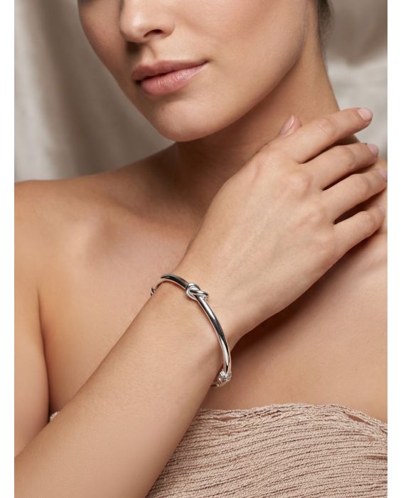 Silver Stationed Knot Bangle