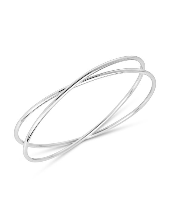 Silver Slip on Crossover Bangle