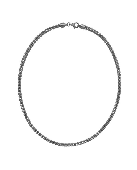 Silver 3.9mm Fancy Gunmetal Ice Barrel Chain