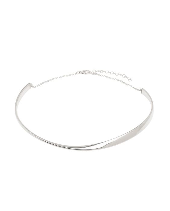 Silver Sculpted Collar Necklace
