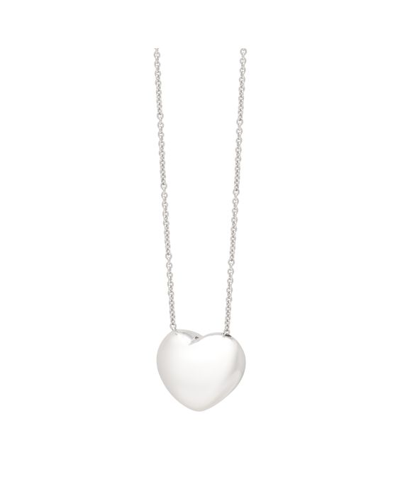 Silver Puffy Heart Necklace 