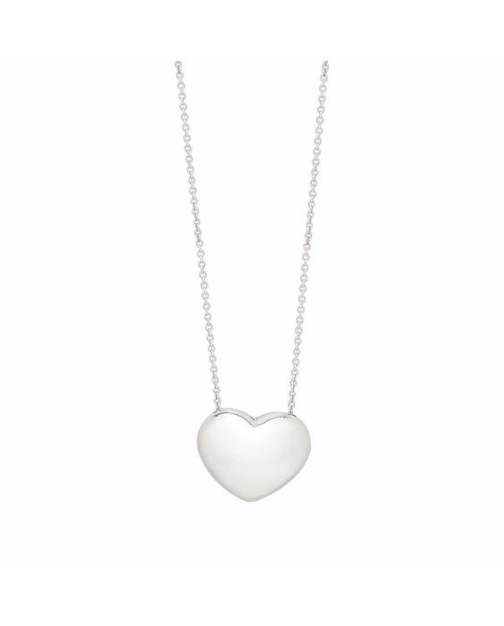 Silver Puffy Heart Necklace 