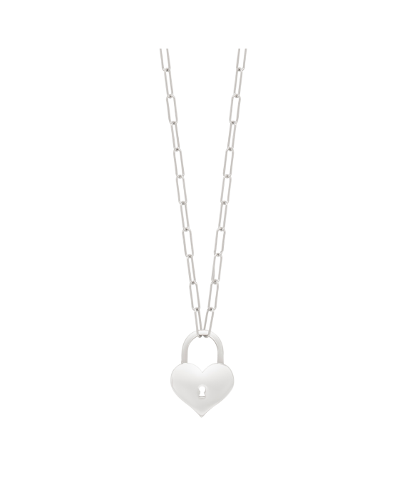 Silver Padlock Heart Necklace 
