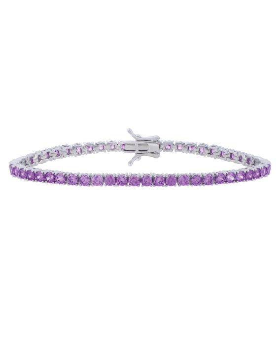 Silver Purple CZ Tennis Bracelet