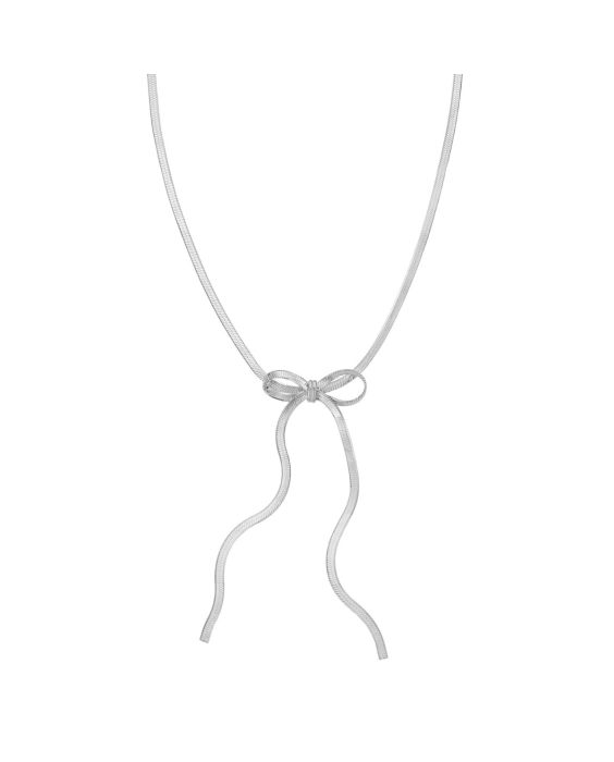 Silver Snake Chain Bow Necklace
