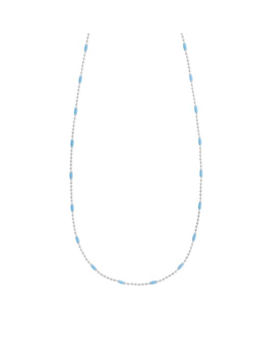 Silver Enamel Beaded Chain Necklace