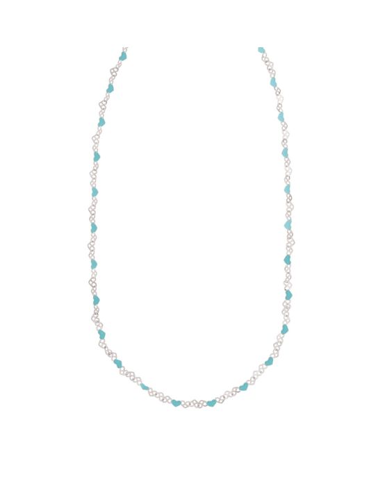 Silver Enamel Hearts Chain Necklace