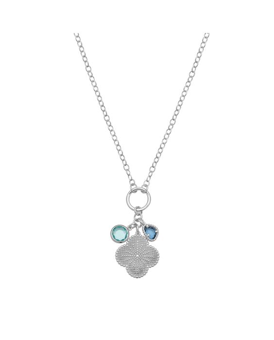 Silver Flower CZ Charm Necklace
