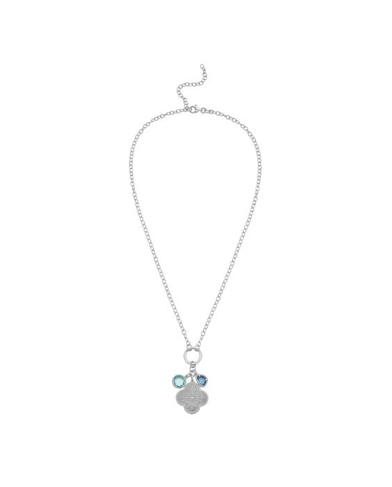 Silver Flower CZ Charm Necklace