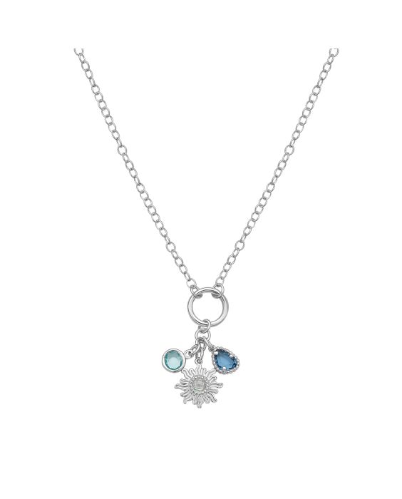 Silver Sunflower CZ Charm Necklace