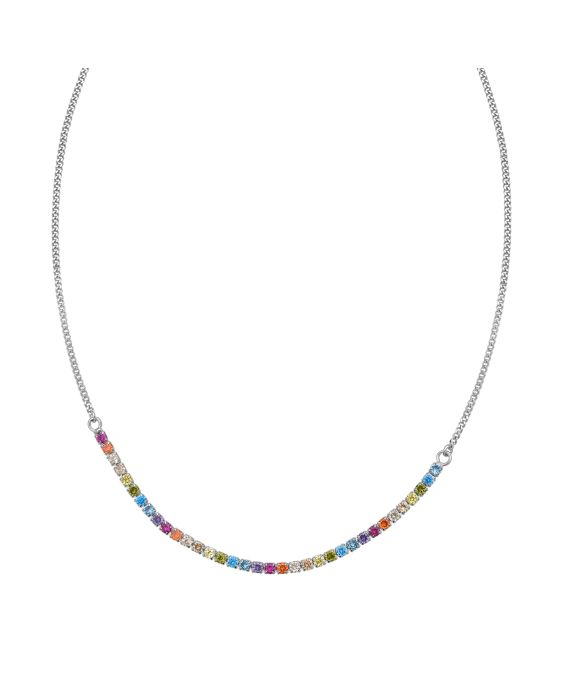 Silver Rainbow CZ Necklace
