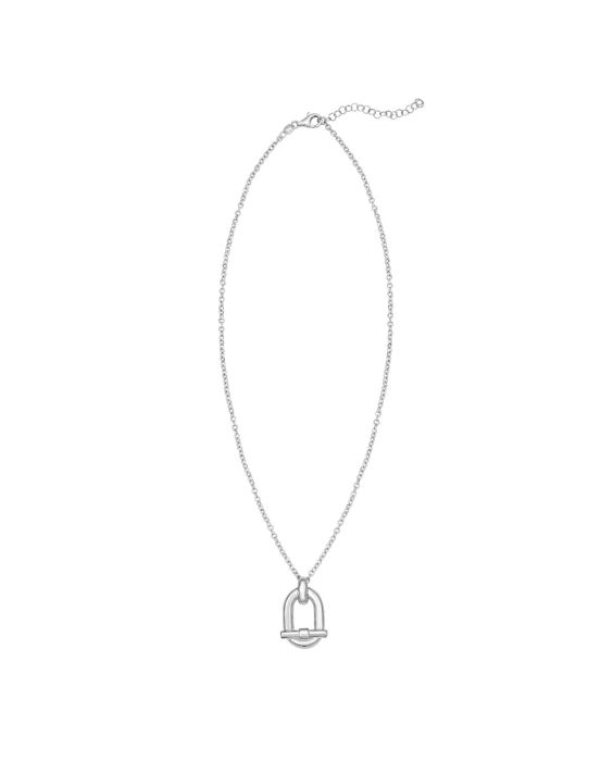 Silver Open Oval on Cable Necklace