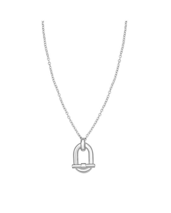 Silver Open Oval on Cable Necklace