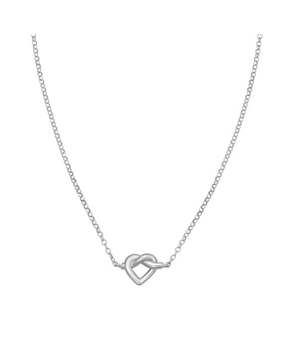 Silver Stationed Open Knot Heart on Rolo Necklace