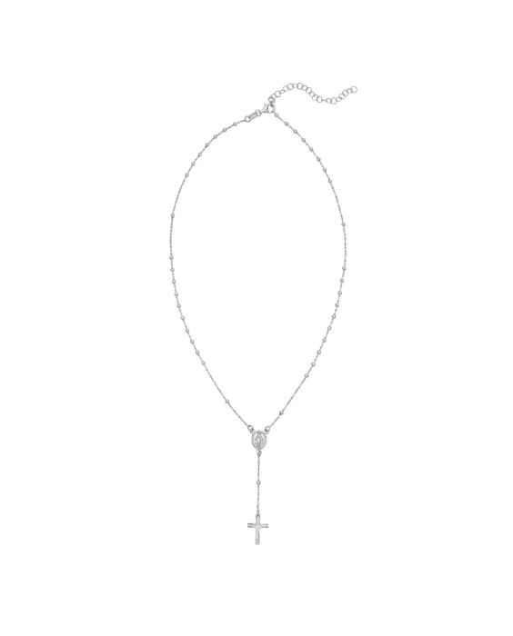 Silver Rosary Bead Necklace