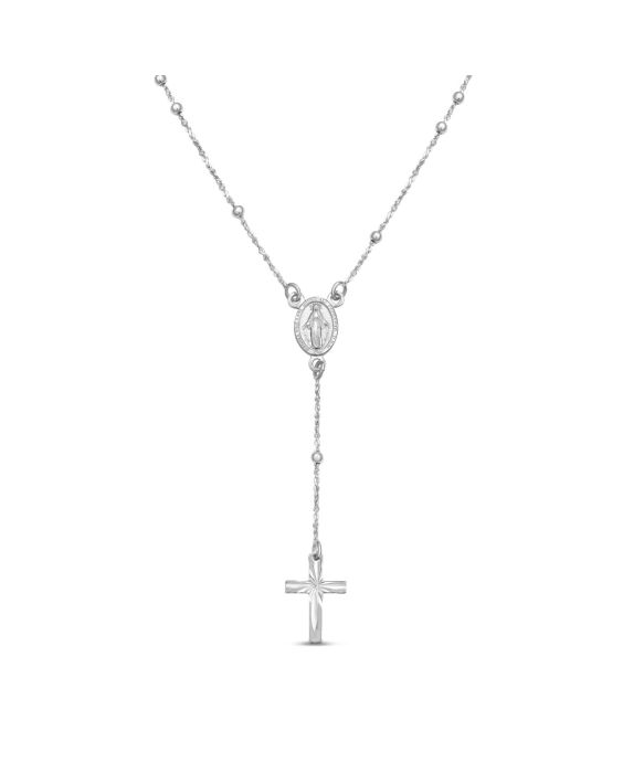 Silver Rosary Bead Necklace