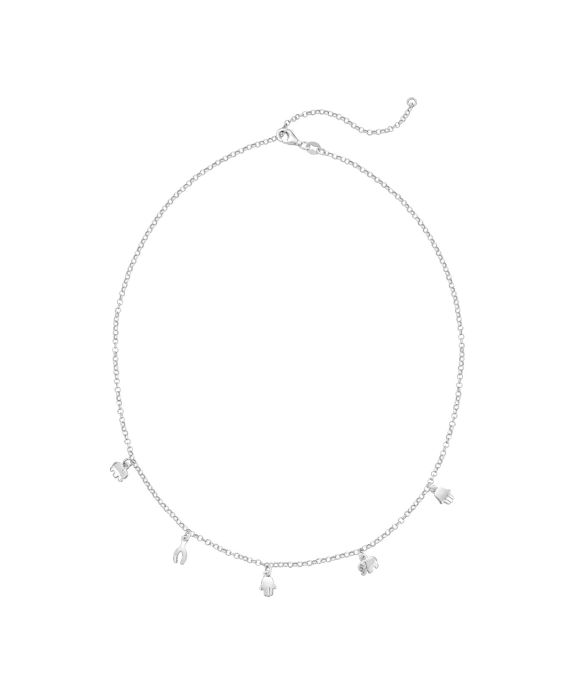 Silver Hamsa Stationed Necklace