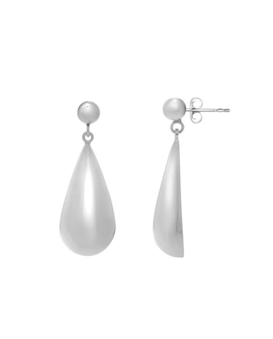 Silver Puffed Teardrop Dangle Earrings