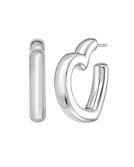 Silver Open Heart Earring