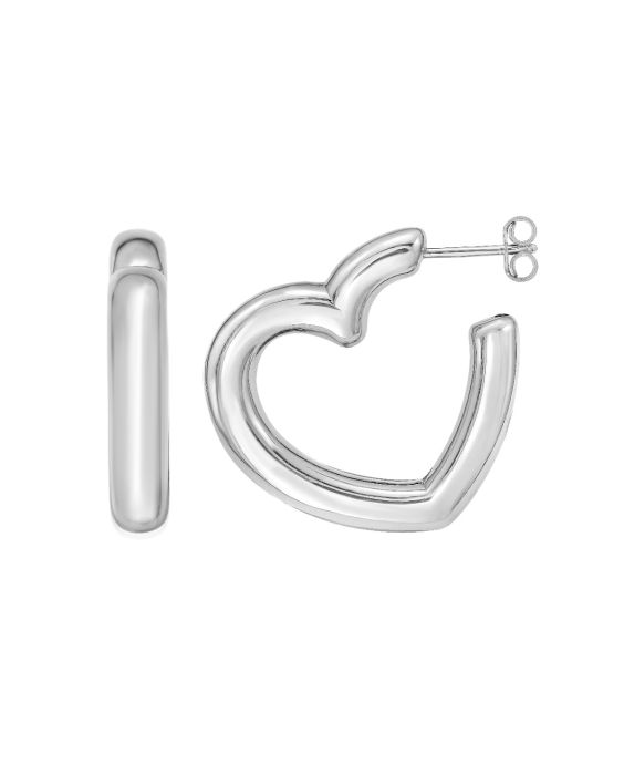 Silver Open Heart Earring