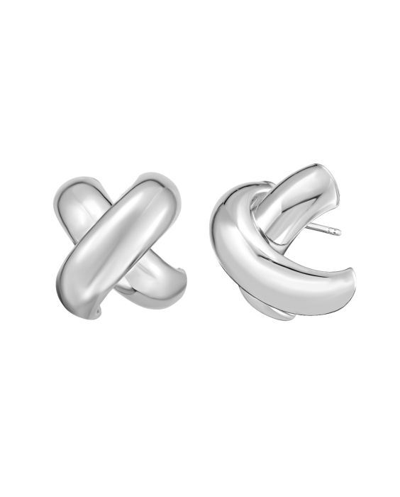 Silver Puffy X Earring