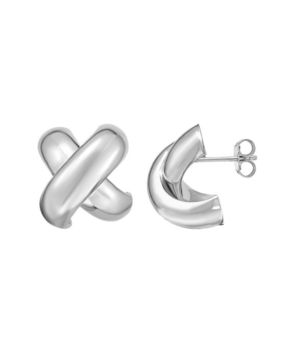 Silver Puffy X Earring