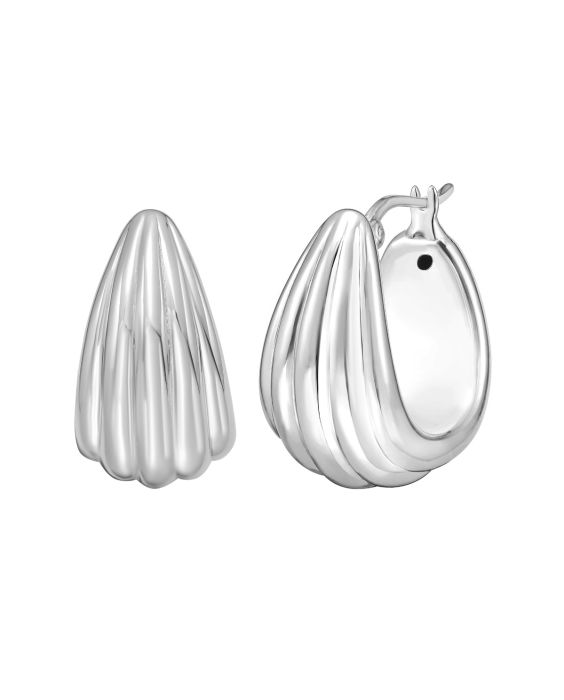 Silver Scalloped Hoop Earring 