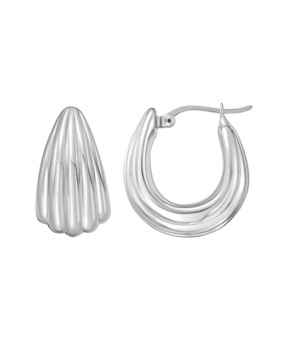 Silver Scalloped Hoop Earring 