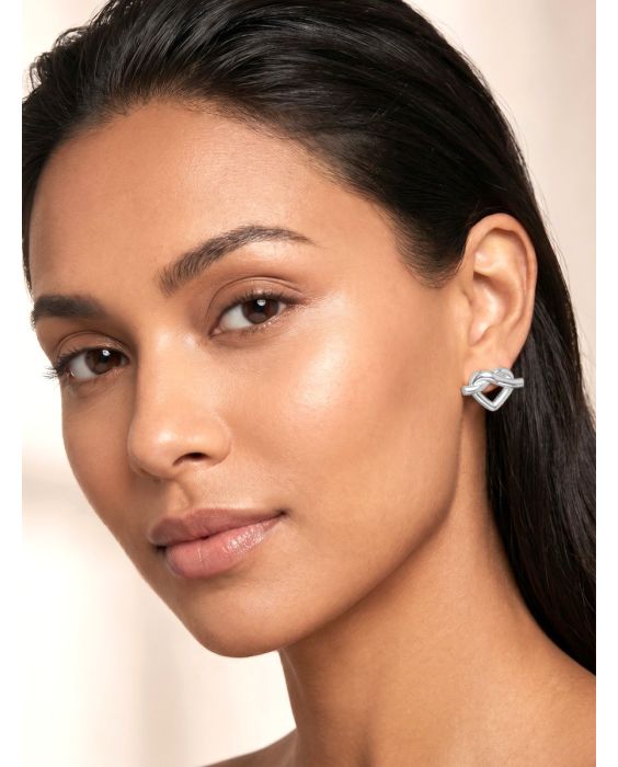Silver Heart Knot Earring