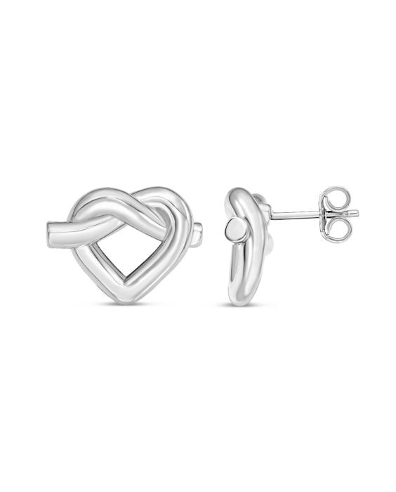Silver Heart Knot Earring