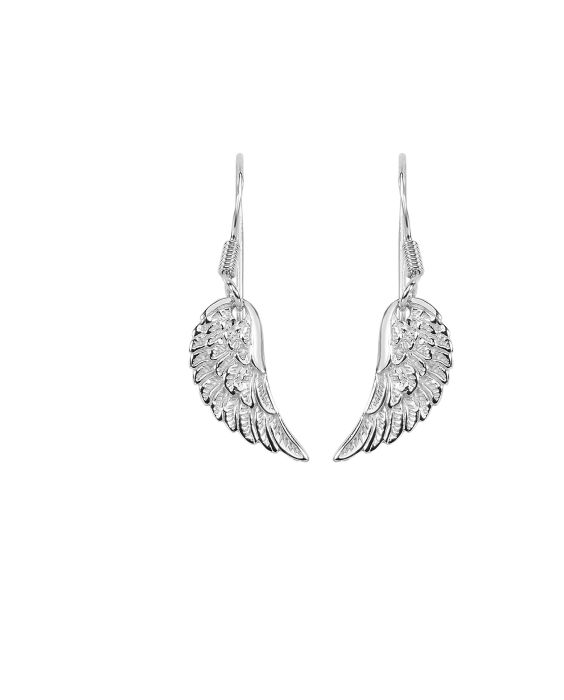 Silver Angel Wing Drop Earrings