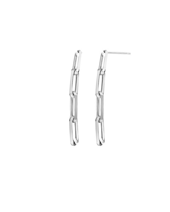 Silver Four Link Paperclip Dangle Earring