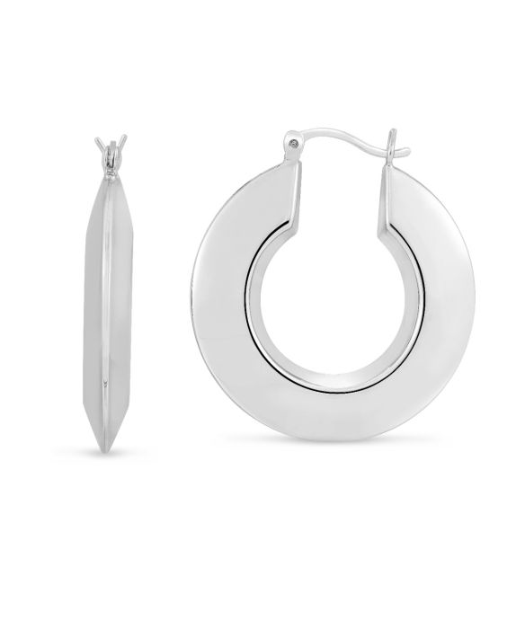 Silver Large Puffed Round Hoops
